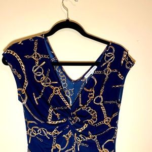 Annabelle & Hope -Gold Chain & Dark Navy Blue Dress